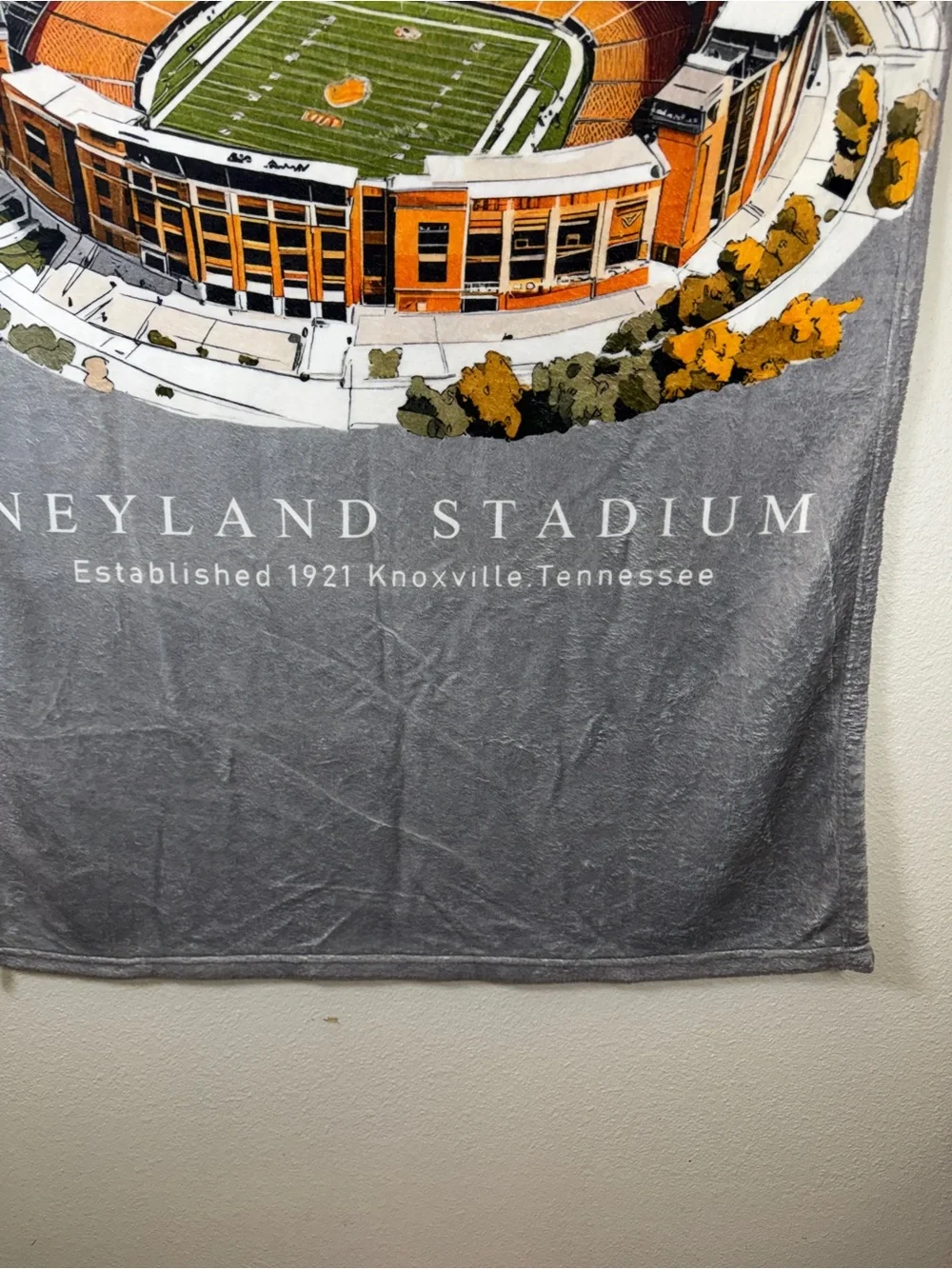 Source Unknown Gray & Orange Neyland Stadium Wall Throw
